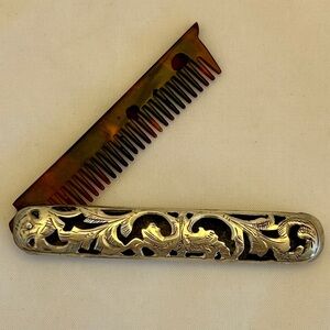 Antique Sterling Tortoiseshell Mustache Beard Comb
